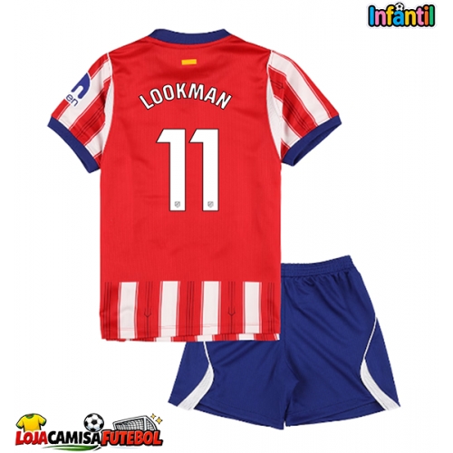 Camisa de Futebol Atletico Madrid Ademola Lookman #11 Equipamento Principal Infantil 2026-27 Manga Curta (+ Calças curtas)